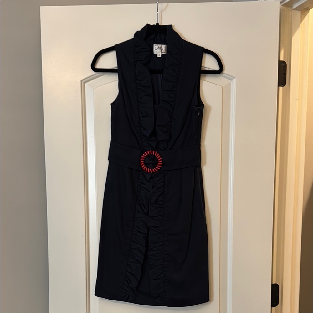 Milly Black and Red Sleeveless Sheath Dress